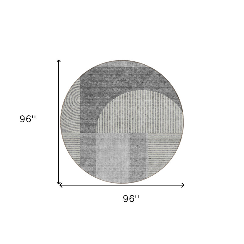 Tapis rond gris 8 pi