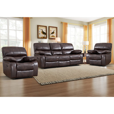 3 - Piece Modern Faux Leather Manual Reclining Living Room Set