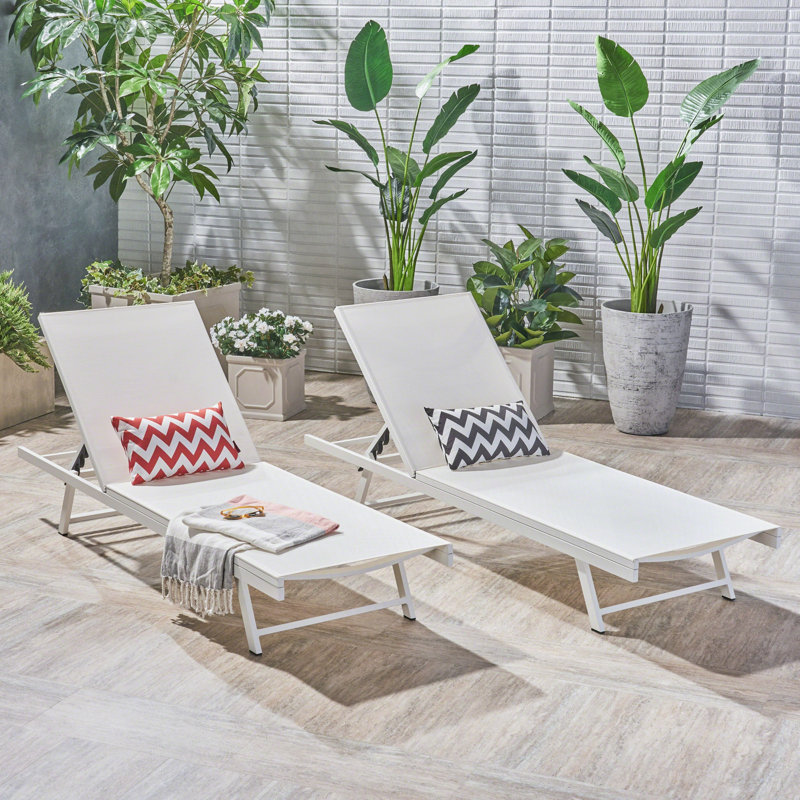Ensemble de 2 chaises longues d'extérieur à 5 positions réglables