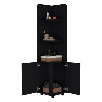 Armoire de coin de 62 po de hauteur à double porte avec quatre tablettes