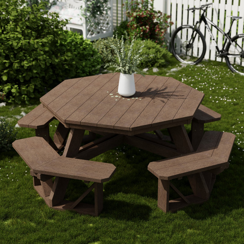 Heritage Octagon Picnic Table, Tudor Brown