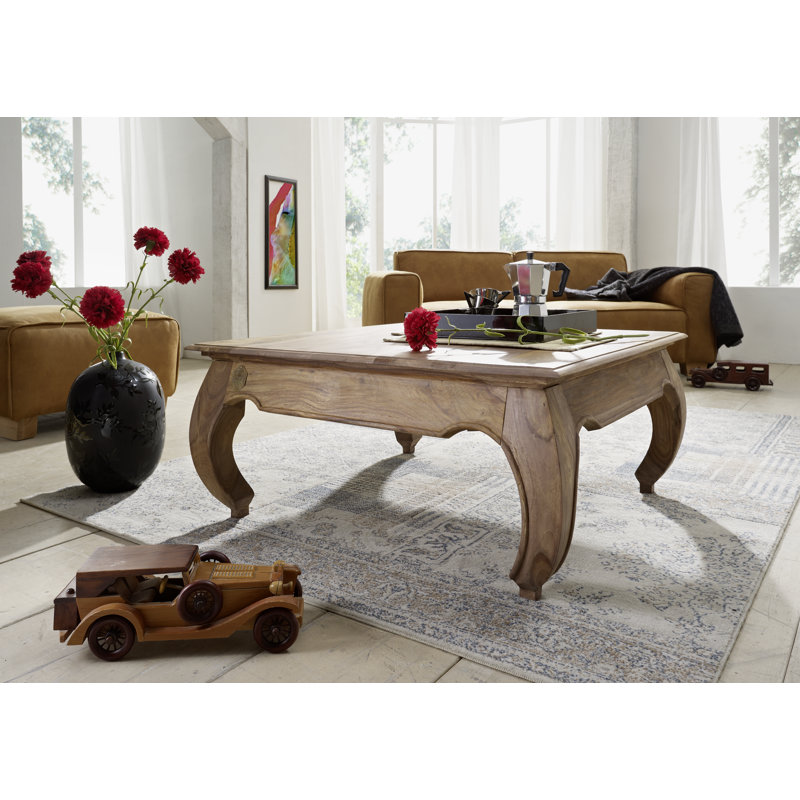 Opium Solid Wood Four Leg Coffee Table, H40 x L90 x W90cm, Brown