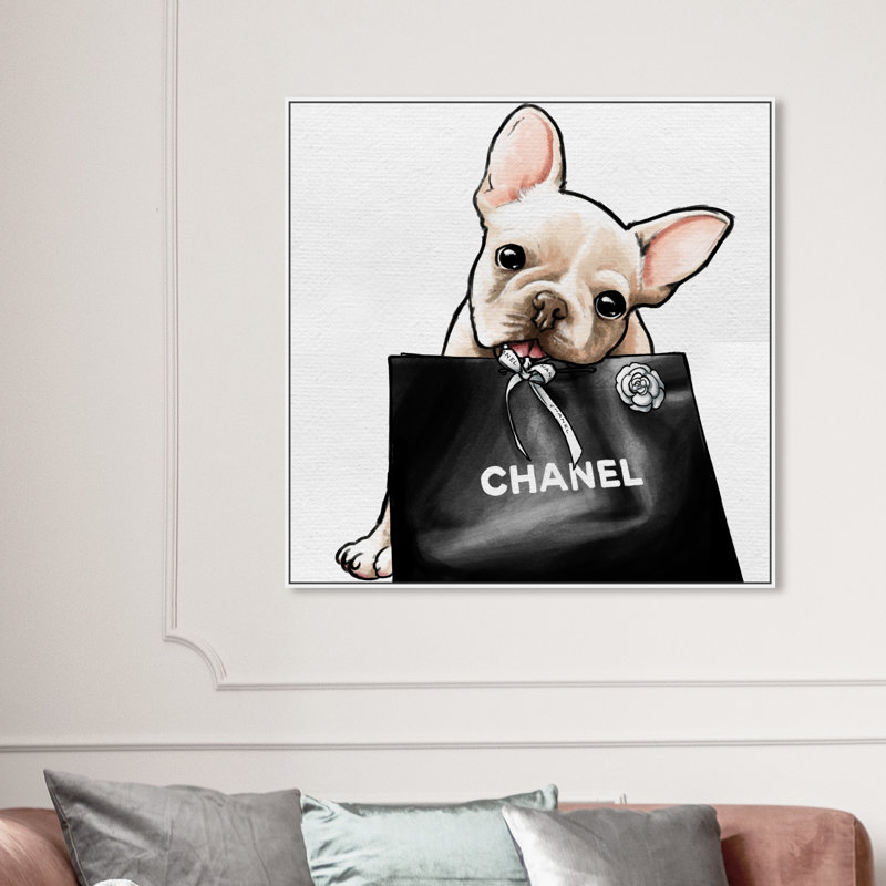 Frenchie Glam, impression sur toile tendue, Cadre blanc, H 40 po x l 40 po