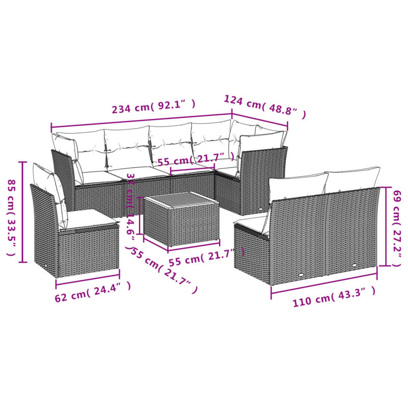 Ensemble de canapé de jardin Vidaxl, Beige, Blanc