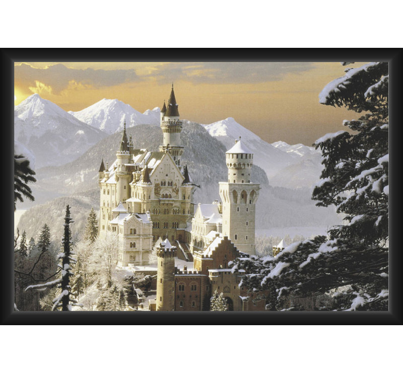  Affiche encadrée sous licence officielle "Nosschwanstein" - 24 x 36 pouces - Cadre en bois d'ingénierie robuste avec verre plexi - prêt à être accroché