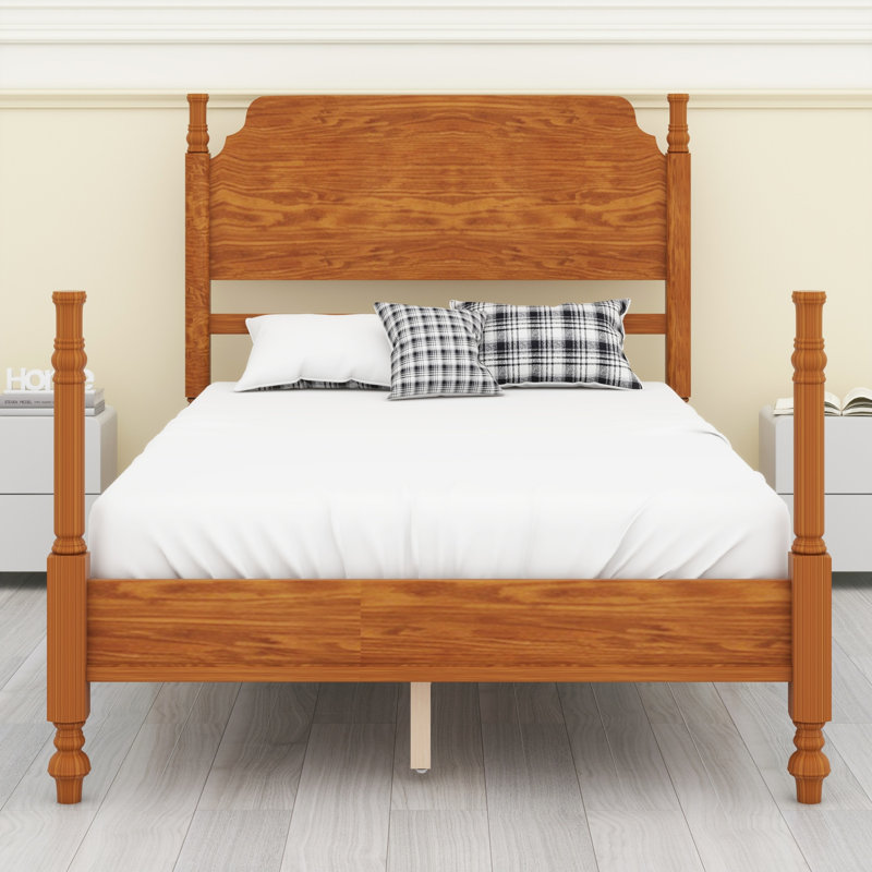 Cadre de lit plateforme Timeless Spindle, Double, Noyer clair