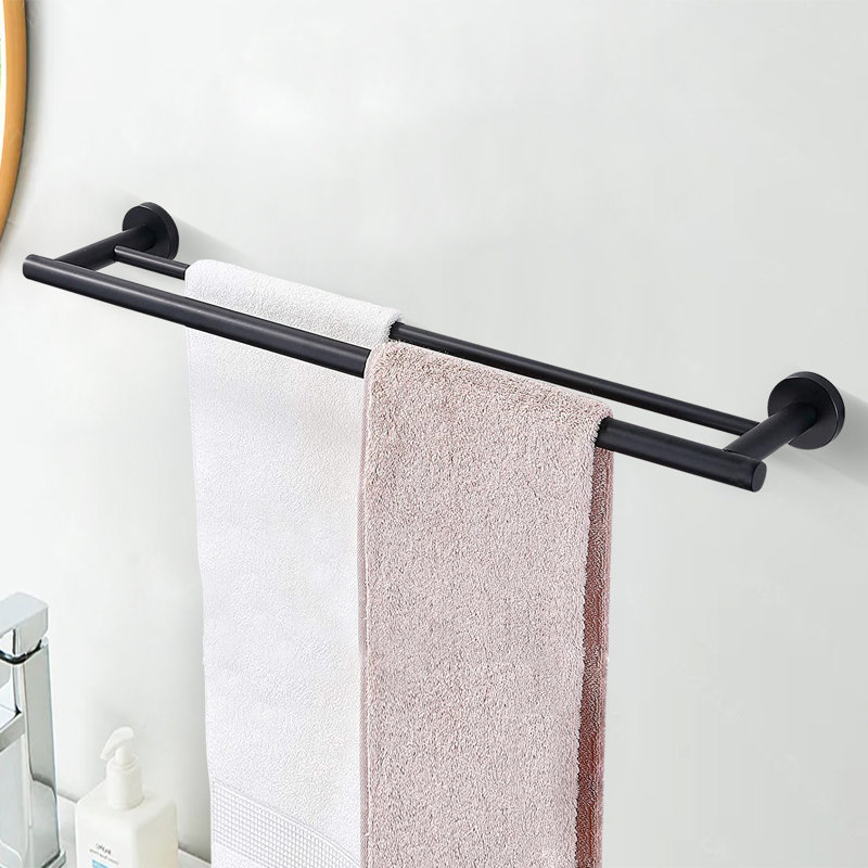 Barre à serviettes murale 23,6 po, Noir mat