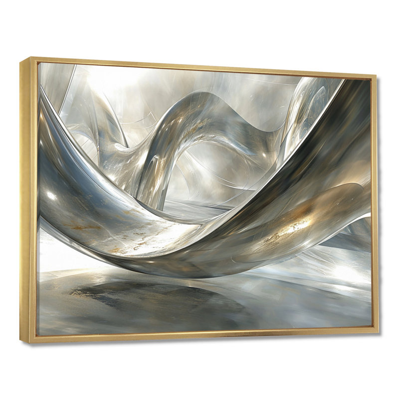 Diamond Silver Streams - Abstract Modern Waves, impressions encadrées, H 30 po x l 40 po x P 1,5 po