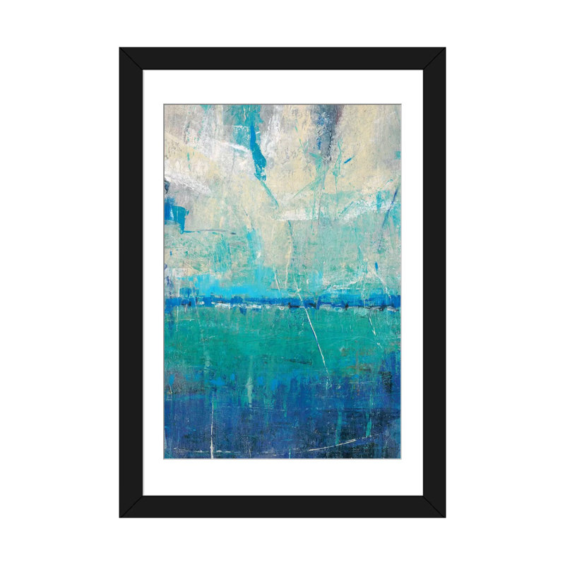 « blue mouvement ii », impression sur toile, H 24 po x l 16 po x P 1 po, Papier d'art encadré noir, Blanc