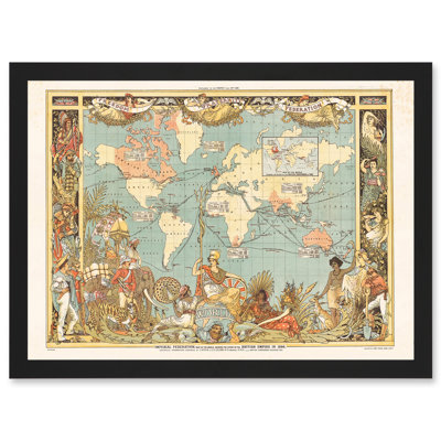 Crane 1886 Pictorial Map British Empire World Colonial Brittania - Single Picture Frame Print