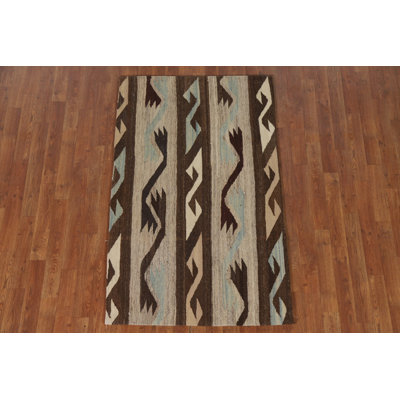 Brown Wool Kilim Oriental Foyer Rug 3x5