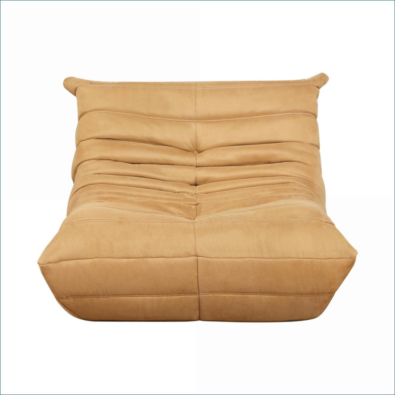 Fauteuil d'appoint capitonné en microfibre jaune moutarde, fauteuil de plancher rembourré confortable pour le salon, siège pour adulte 1 pièce