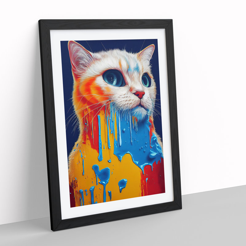 Cat In No.4 - Single Picture Frame Print, 64cm H x 46cm W x 2cm D, Black