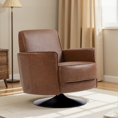 Faux Leather Swivel Armchair