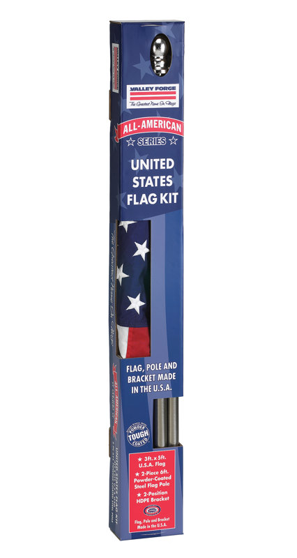 All-American Series 3x5 Foot Nylon US Flag Kit with 6-Foot Steel Pole