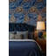 Papier peint floral, décoration murale rétro bleu foncé