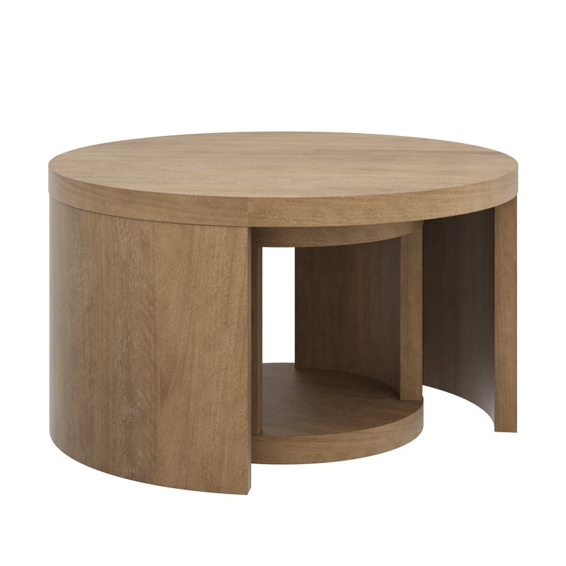 Mid Century Modern Round 2-Piece Nesting Coffee Table