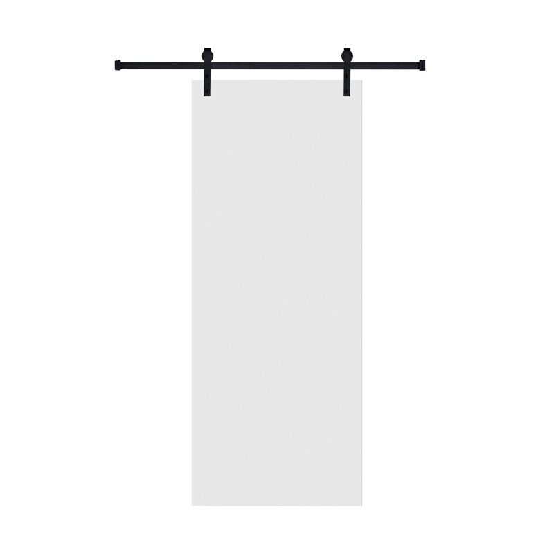 Haden Wood 28 in. x 84 in. Milk White MDF Double Modern Flat Panel Sliding Barn Door, 30" X 80"