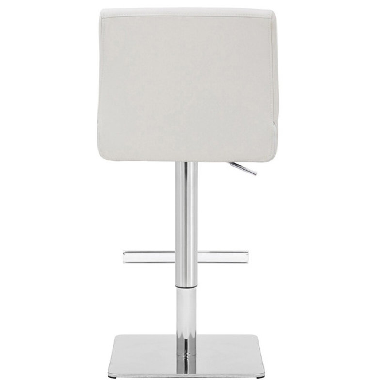 Upholstered Adjustable Height Counter Stool with Metal Frame, White