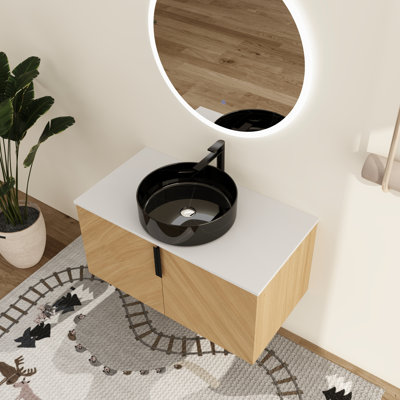 Ensemble de meuble-lavabo simple 36 po avec lavabo en céramique Haldor, ensemble de meuble-lavabo 36 po