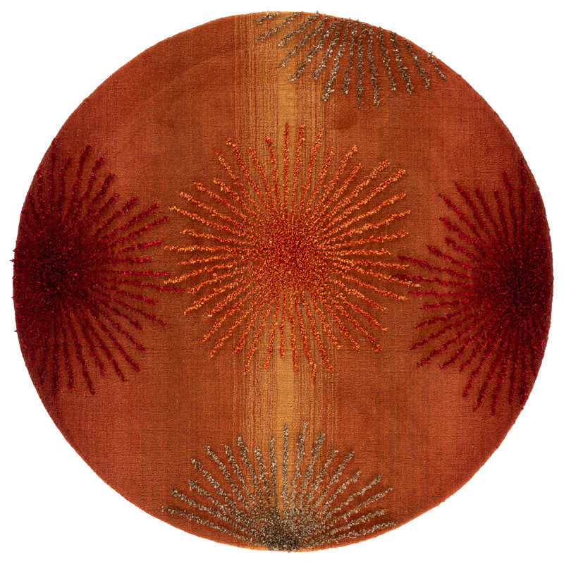 Candelo Hand Tufted Wool And Viscose Floral Rug, Round 6'