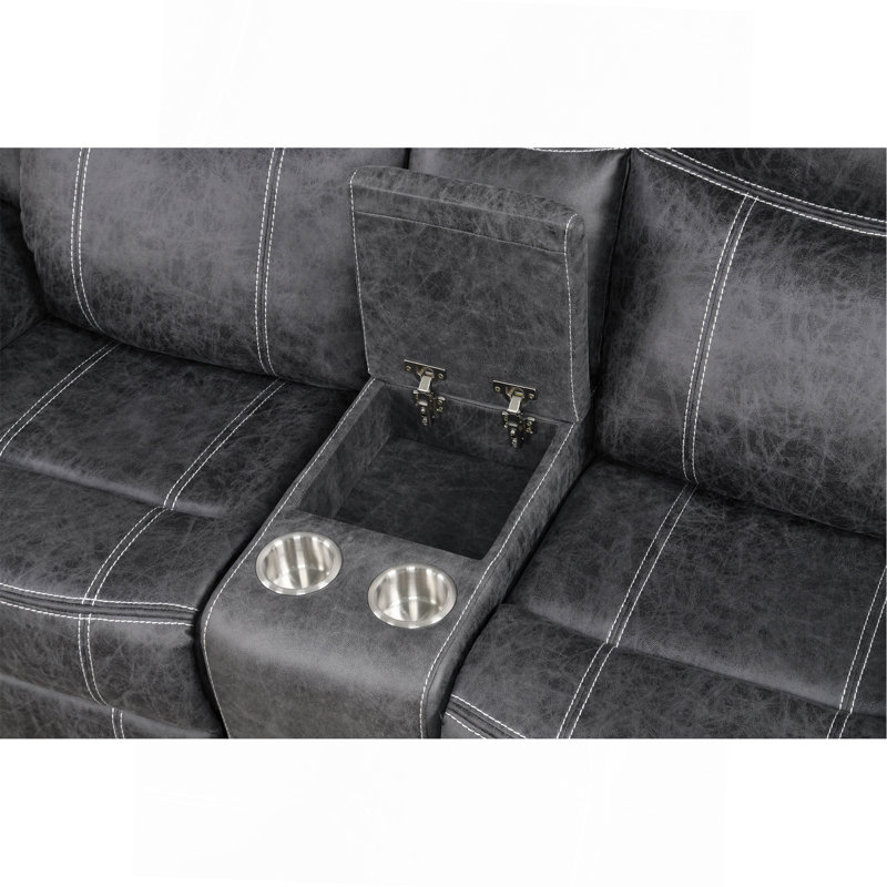 Causeuse à mouvement électrique en microfibre gris foncé foncé avec mouvement USB