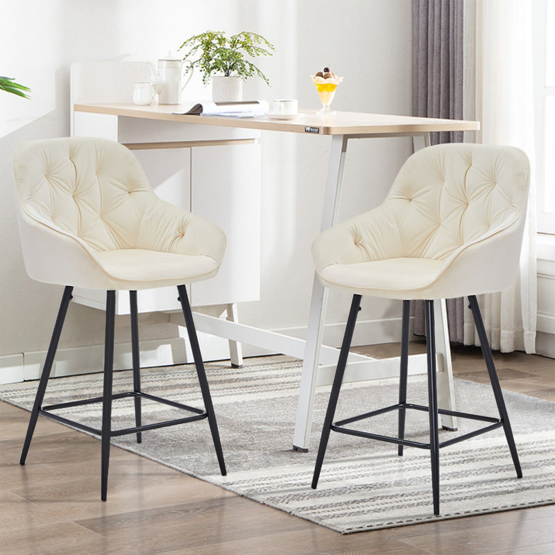 Johnie Counter Stool with Metal Frame, Cream