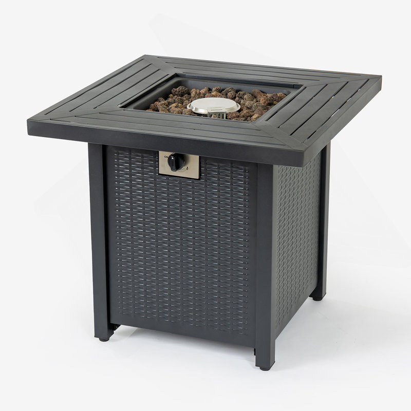 28-Inch Iron Square Propane Fire Pit Table
