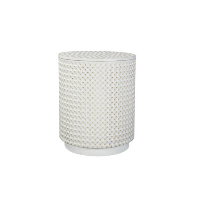 Dimple Round Accent Table - Whitewash by Carolina Cottage