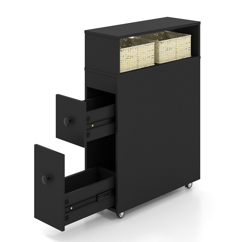 Movable Bathroom Storage Cabinet Narrow Toilet Side Cabinet