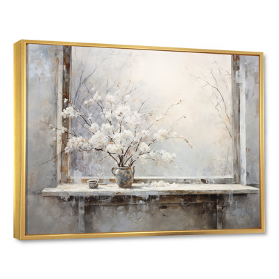 Neige près de l'hiver, vue de fenêtre 1 - Japon, art mural