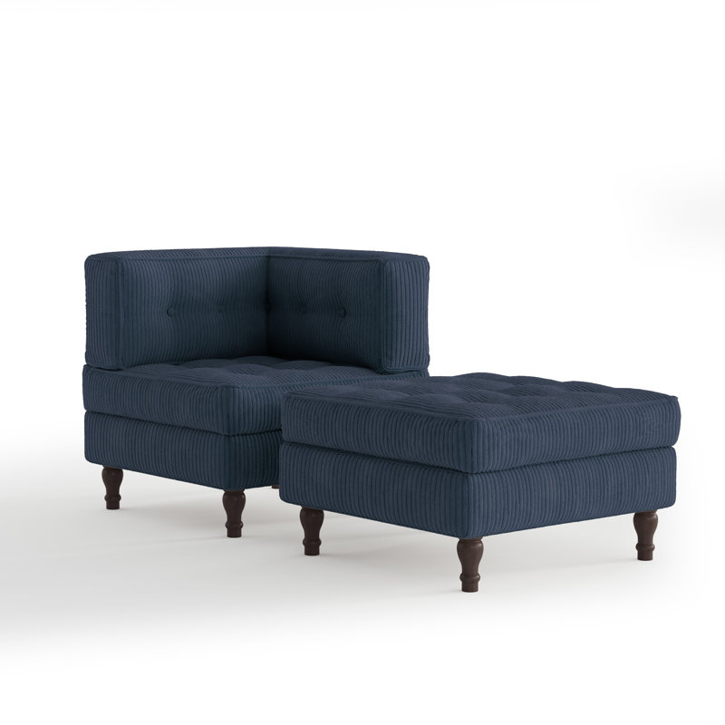 Upholstered Chaise Lounge, Navy
