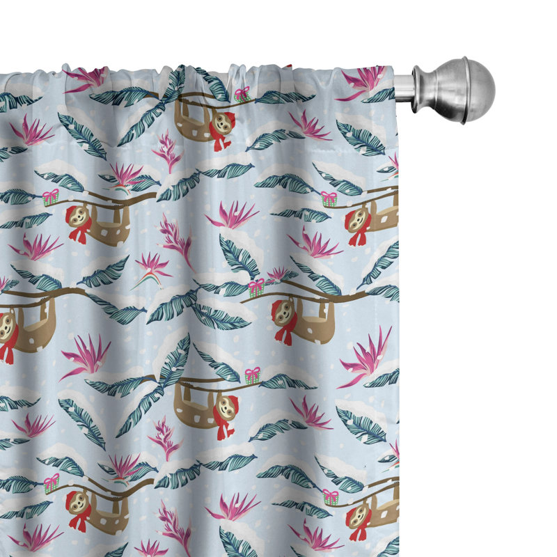 Funny Sloth Semi-Sheer Rod Pocket Sliding Panel, 28" x 63"