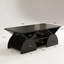 Table basse moderne moderne avec tablettes ouvertes - Bois d'ingénierie, coins arrondis, conception géométrique pour le salon ou la réception-385131444