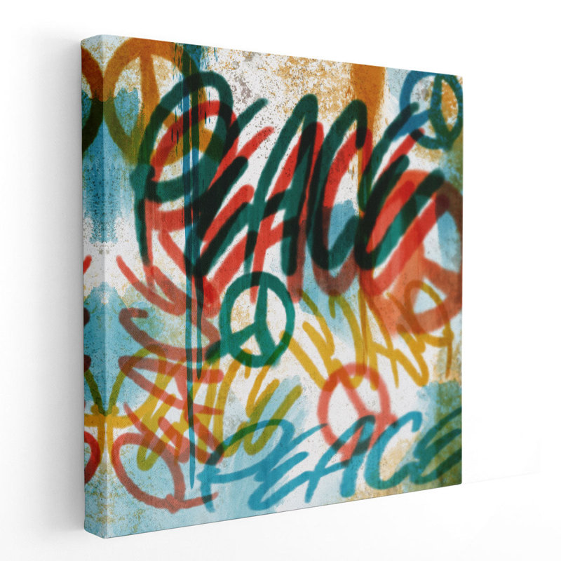 Peace Graffiti - reproduction d'art sur toile, H 24 po x l 24 po