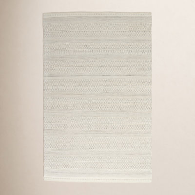 Gingham Cream Hand-Woven Outdoor Rug