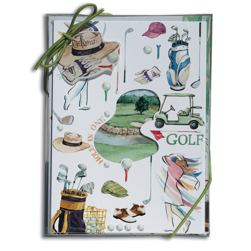 Lissom Design Folded Diecut Notecards, On the Green