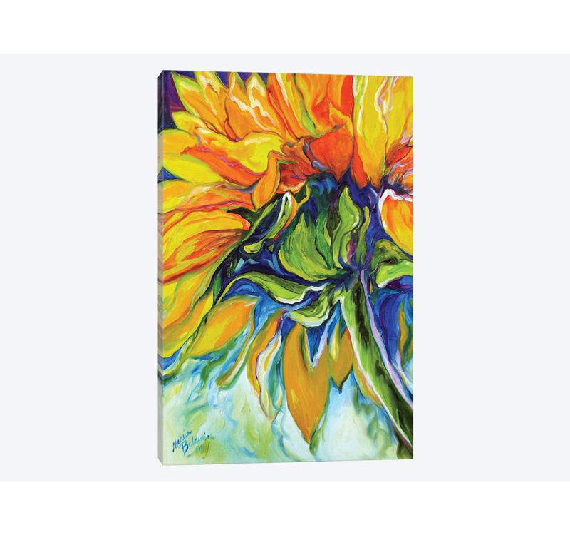 "Tournesol en juillet" par Marcia Baldwin - reproduction d'art sur toile tendue, H 18 po x l 12 po x P 1,5 po