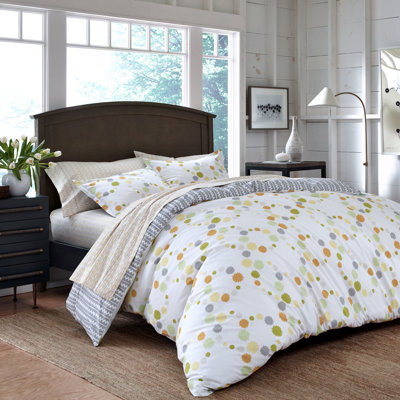Martex Hableland 3 Piece Reversible 100% Cotton Comforter Set , White/Grey