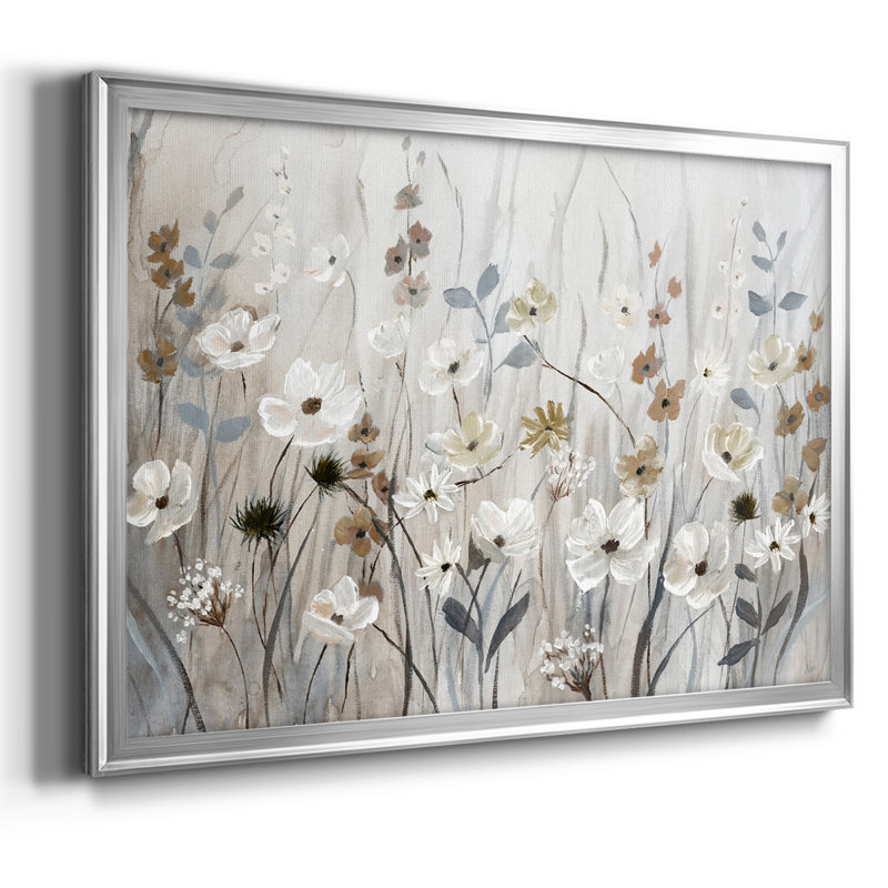 «Misty Meadow Field», reproduction d'art sur toile, Argent, H 18 po x l 26 po x P 1,5 po