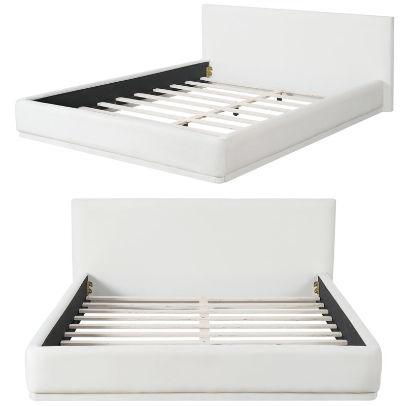 Structure de lit tapissier Cocoon Luxury, Grand lit, Naturel / Blanc
