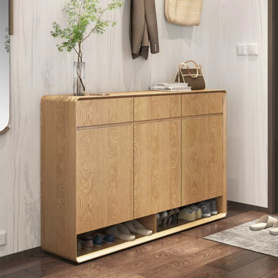 Solid Wood Shoe Cabinet One Household 20 Pair Shoe Storage Cabinet