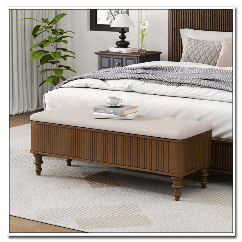 50.8-inch Multi-Functional Storage Ottoman Bench, Walnut