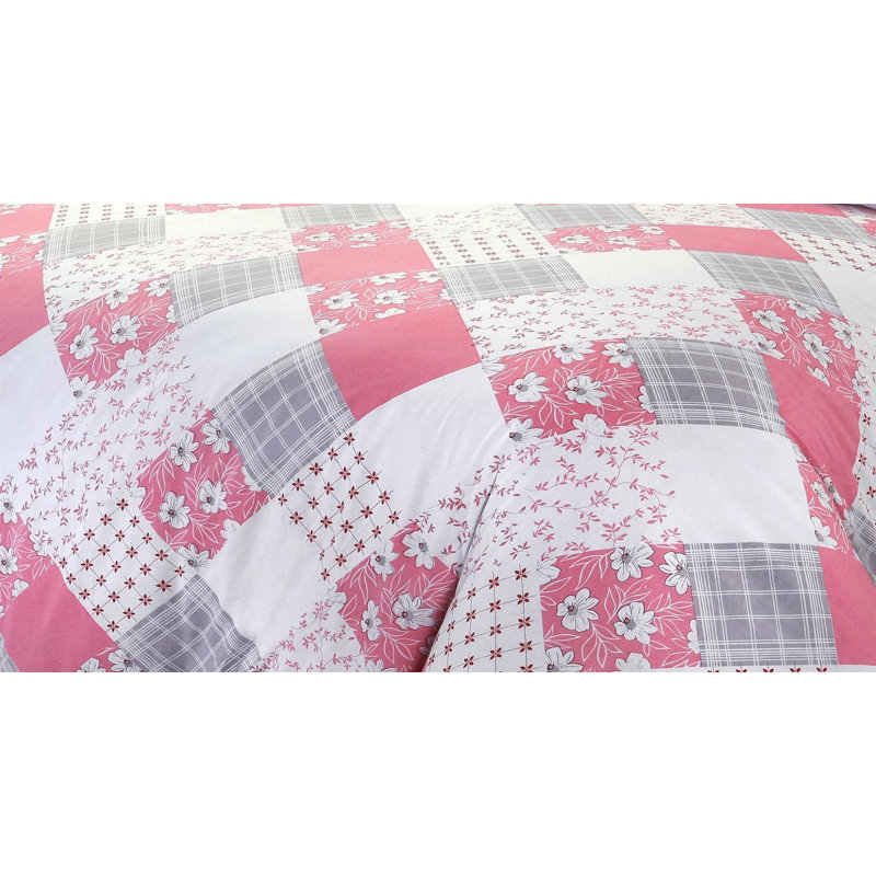Cotton Blend Floral Duvet Cover Set with Pillowcases, Single Duvet Cover + 1 Standard Pillowcase, Pink