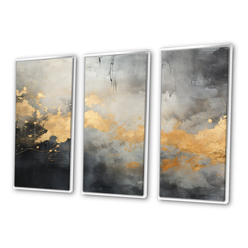 Elegant Sky Whispers - Ensemble de décoration murale ciel, Cadre flottant blanc, H 32 po x l 48 po x P 1 po
