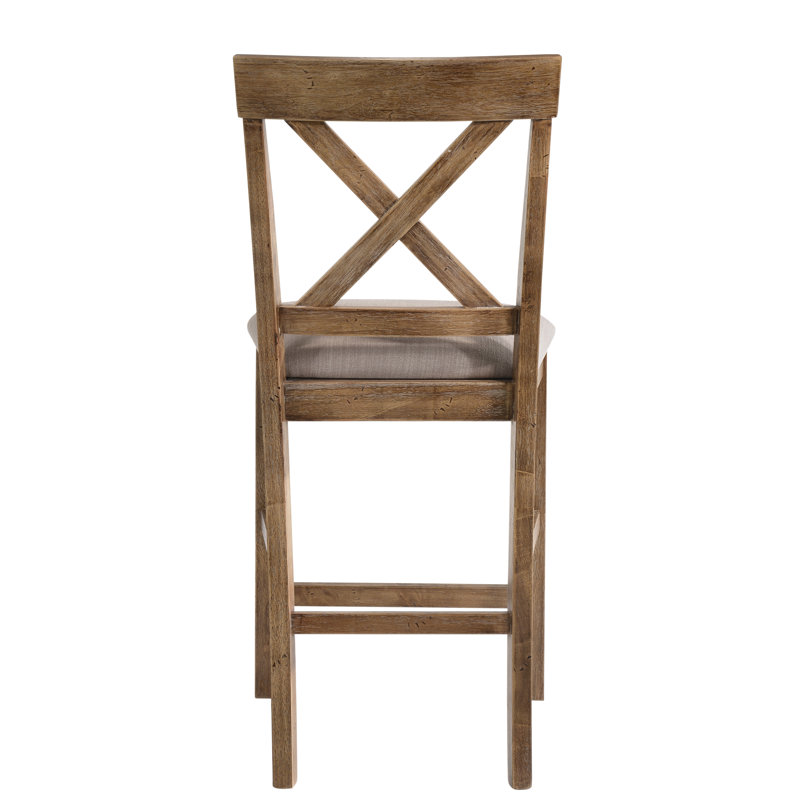 Chaise de salle à manger à hauteur de comptoir rustique avec dossier en X et siège rembourré (ensemble de 2)