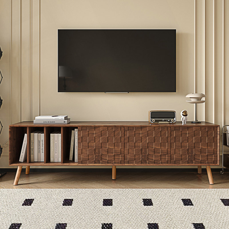 Meuble télé Mid-Century moderne, console multimédia, centre de divertissement à 5 pieds, console de télévision
