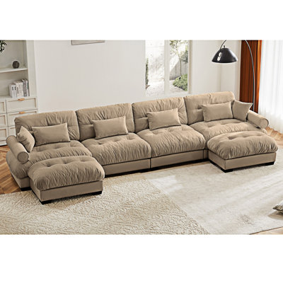 Modular Sectional Sofa Couch With Convertible Ottomans