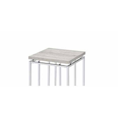 Stylish Chrome-Finished End Table with Natural Oak Top for Versatile Decoration by Latitude Run