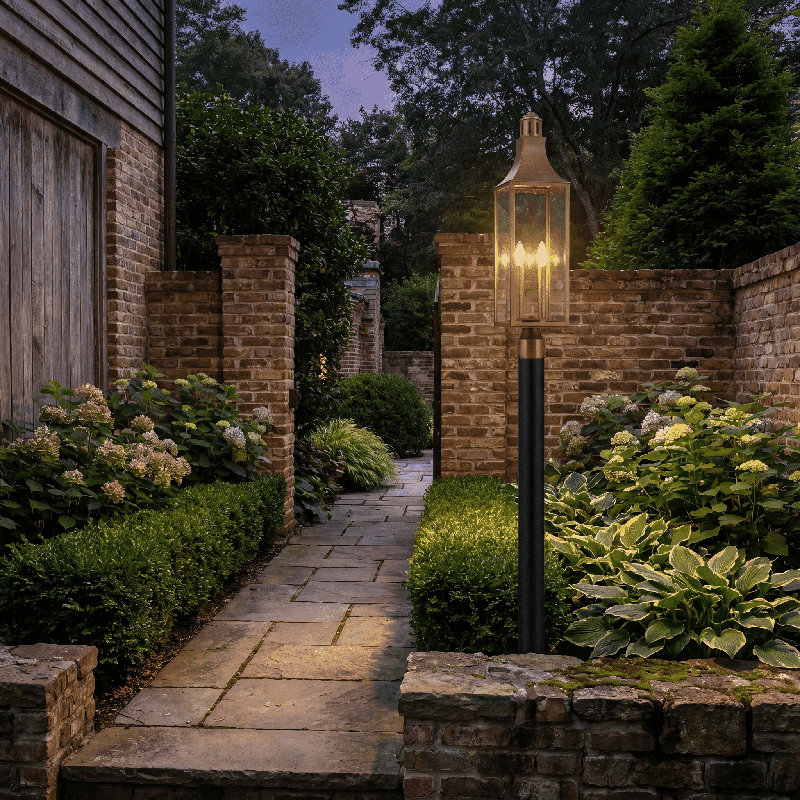 Lampadaire d'extérieur 2 lumières en bronze Atlas